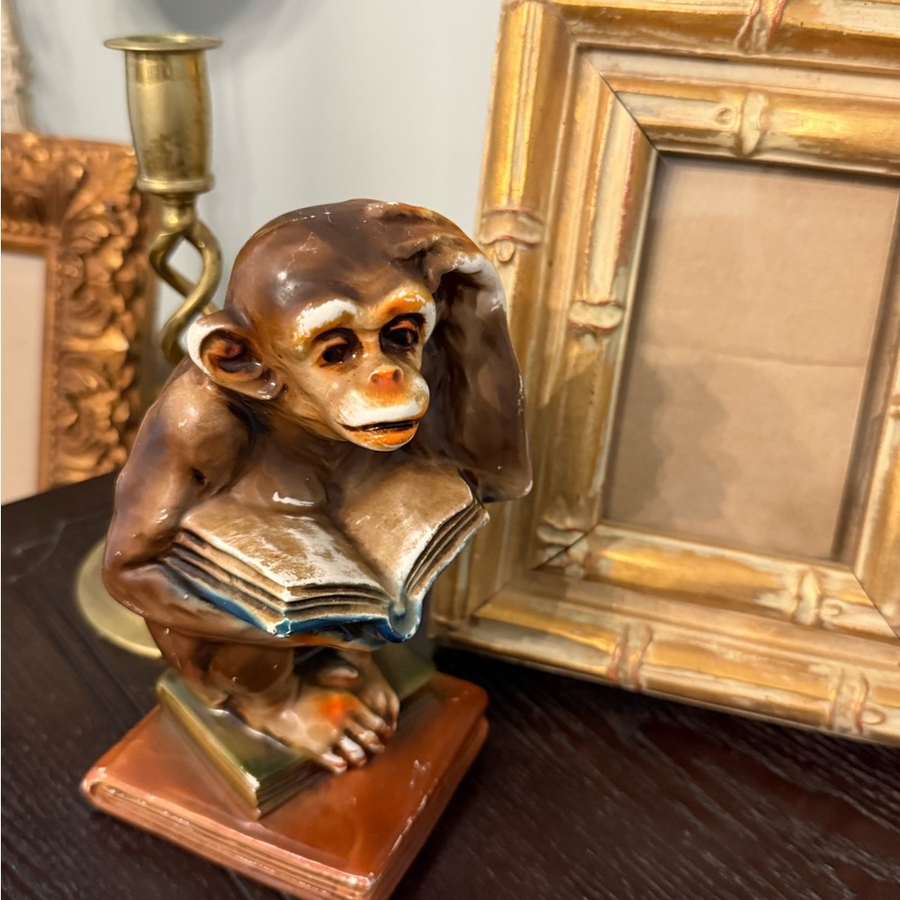 Adorable Monkey Figurine with Book